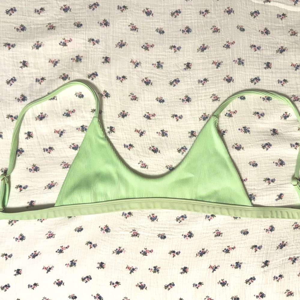 Kulani Kinis ribbed bikini top in pastel neon lime